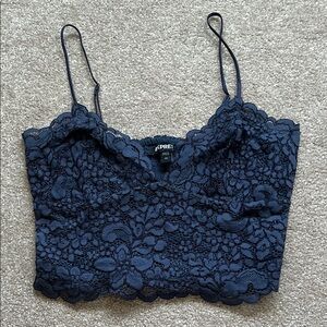 Express Midnight Blue Lace Bralette Top